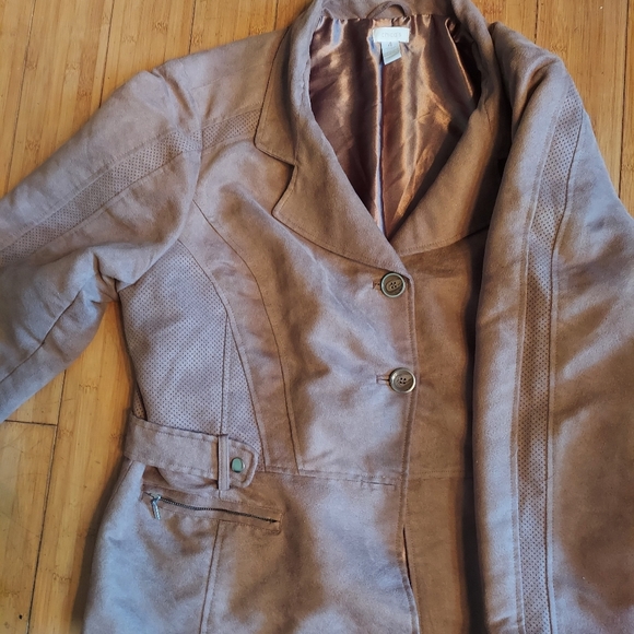 Chico's Kinsley vegan suede jacket tan brownish stylish design xxl sz4 - Picture 7 of 7